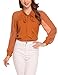 Produktbild Damen Bluse Chiffon Langarm Elegant Oberteile Business Vintage Fliege Hals Hemd T-Shirt Tunika Schwarz Weiß Blau (Medium, Karamellfarbe)
