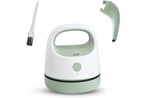 HEGEHE Mini USB Desktop-Reiniger, Tischsauger Handlicher Staubsauger Tragbarer Desktop-Staubreiniger mit Bürsten, Abschraubbarer Auffangbehälter, für Tastatur Kleidung Tischreinigungstool (Grün)