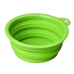 Ciotola-Mangiatoia-Abbeveratoio-Pieghevole-in-Silicone-Verde-per-Cani-Gatti
