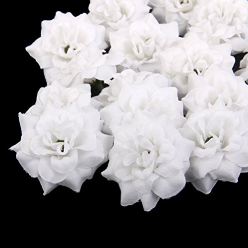 VORCOOL 50 Stück Kunstblumen Rosenköpfe Stoffrosen Deko-Blüte (Weiß) - 4