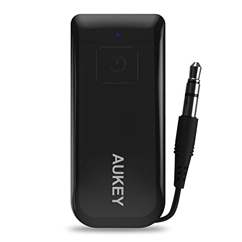 AUKEY Transmisor Bluetooth A2DP de M  sica y Audio Est  reo  Mini Transmitter Port  til con Cable con Jack 3 5 mm  Alcance de 10m para M  vil  iPhone  Android  MP3  Tableta  TV  etc    BT-C1 Negro  