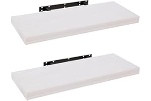 HERSIG - Estantes de Pared - Pack 2 Baldas Flotantes Pared - Estantería Flotante Madera - Estantes Flotantes Decorativos - Fijación Oculta - MAX 10 kg - Madera Blanca - 80x23,5 cm
