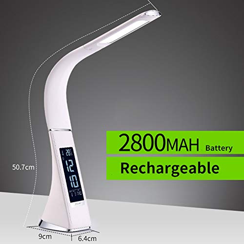 Preisvergleich Produktbild LED Schreibtischlampe Helle Business Wiederaufladbare Dimmbare Leseleuchte 3 Lichtmodus Tischlampen Wecker LCD-Display