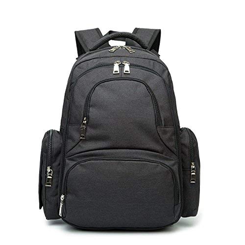 Preisvergleich Produktbild Bison Denim Baby Wickelrucksack Wickeltasche mit Wickelunterlage Multifunktional Babytasche Canvas Kein Formaldehyd Reisetasche für Unterwegs (Schwarz)