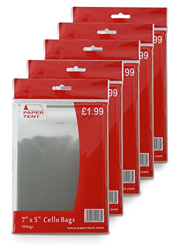 Papertent 7" x 5" Cello Bags, x 5 PACKS
