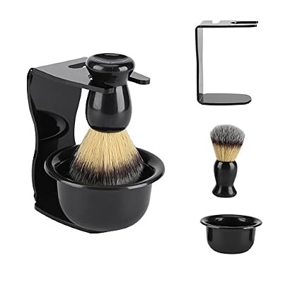 Zerodis 3 en 1 Rasoir à main Kit de Blaireau Rasage avec la Poignée et Bol de rasage et support de Rasoir pour Brosse à barbe d l'homme