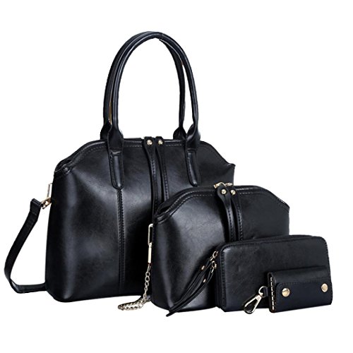 Preisvergleich Produktbild Damenhandtaschen Ronamick Mode Frauen Handtasche Schultertasche Leder Messenger Bag Satchel Tote Geldbörse Henkeltasche Handtasche Tasche Henkeltasche Umhängetasche Schultertasche (Schwarz)