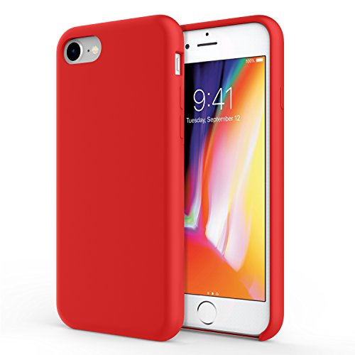 MoKo Funda para iPhone 7 - Ultra Slim Flexible Silicona Parachoques Gel Ara  azos Absorbente Resistante Protector Tacto Suave Back Cover para Apple iPhone 7  Rojo