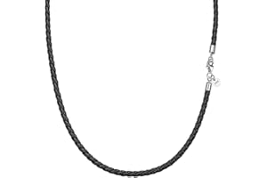 Viwind Echt leder Halskette 2.5mm/3mm breit geflochten Lederkette Lederband 45-60cm wählbar 925 Sterling Silber Vers chluss Damen Herren für DIY Anhänger Schmuck mit Geschenkbox