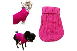 PRETTY PAMPERED PETS UK Chihuahua Clothes Puppy Dog Coat Knit Jumper Cosy Sweater Teacup Smaller Breeds Miniature (Size XS, Rose Pink)