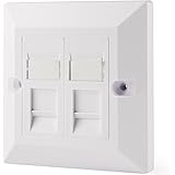rhinocables Ethernet Faceplate Single 1-Port/Double 2-Way/Quad 4-Way RJ45 Socket Wall Plate for Ethernet Cable Networking Soc