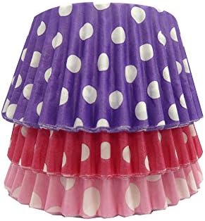 Scrumptious! - Cupcake Cases - Dotty Pink Mix - 36PC 65GSM 51mm x 38mm Purple, Pink and Cerise Polkadot Greaseproof Paper Baking Cases - Great for Themed Party Muffins, Cakes and Bakes