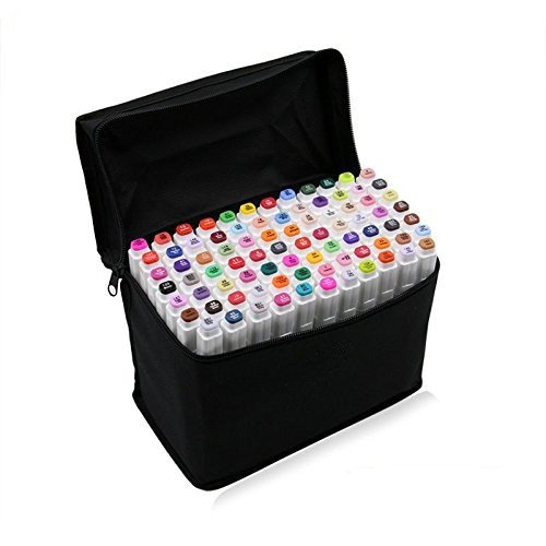 Artista Pluma de marcador gráfica necesaria Pluma de punta fina y punta fina con bolsa negra (Blanco 80 colores)