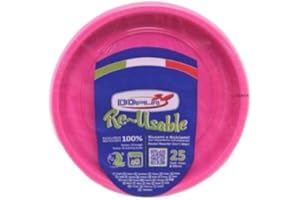 TEKHOME Piatti Plastica,25/50/75/100/125/150 Pezzi piatti plastica colorati lavabili e riutilizzabili Rotondi per Compleanno,Festa, Matrimonio,Fai da Te Fatti a Mano (FUCSIA, 75)