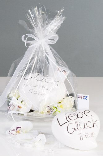 Casablanca Spardose Herz "Liebe, Glück, Treue" oder "Glück, Gesundheit, Freude" zur Hochzeit, Verlobung, Freundschaft, Genesung
