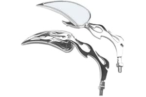 A-Pro A Miroir Paire de Guidon Moto Custom M10 + Adaptateur M8 Chrome Chrome DX + SX