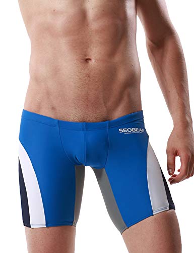 SEOBEAN Herren Badehose Schwimmen Bademode Boxer Slip Trunk Badeshorts (L(34-36