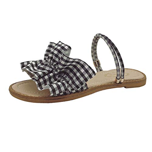 Preisvergleich Produktbild friendGG Damen Slipper Slipper Sandalen Mädchen Offene Spitze Süße Flache Strand Sommerschuhe