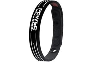 POWER IONICS Bracciali di equilibrio per uomo/donna Bracciale di protezione in silicone Bracciale Nero/Blu, 24 cm, 5 fori per regolare, adatto a polsi da 13 a 23 cm