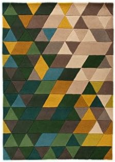 Flair Rugs Illusion Prism 100% Wool Hand Tufted Rug, Green/Multi, 80 x 150 Cm