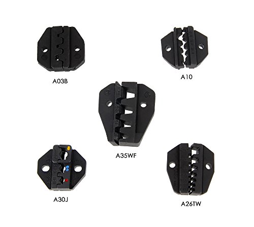 Fontic Crimpzange Kabelschuhzange mit 5 wechselbaren Einsätzen, Presszange für Kabelschuhe inklusive Schraubenzieher, Aderendhülsen Zangemit Werkzeugtasche - 4