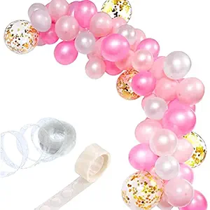 Party Propz Pink Balloons Garland Arch Kit -112Pcs For Happy Birthday Balloon Decoration Girls, Women, Wife/ Balloon Garland Kit/ Ballon Arch Kit/ Pink Metallic Helium Ballons/Ballon Items For Decor