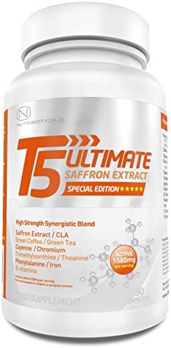 NEW T5 Ultimate® Saffron Extract Edition | 1580mg ACTIVE per serving | Advanced Formula with Green Coffee, Green Tea, CLA, Cayenne, Theanine, Chromium, Iron and more | Premium Thermogenic | Appetite Suppressant | Slimming Pills Ultra Potent | GMP Manufactured | 90 Capsules | One Month Supply