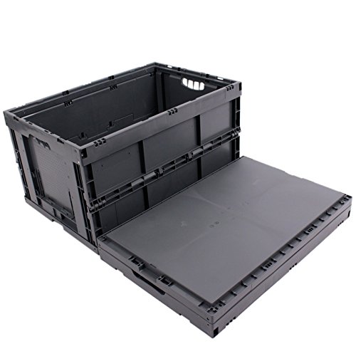 KLAPPBOX 61 Liter, stabile Faltbox, Made in Germany, 60x40x32cm, Kunststoff Transportkiste, Plastikbox, Transportbox, max. 60kg, Grau - 4