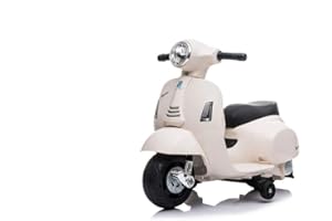 TECNOBIKE SHOP - VENDITA ACCESSORI GIOCATTOLI Moto Scooter Elettrico Per Bambini Mini Vespa Piaggio GTS 6V Luci Suoni (Bianco)
