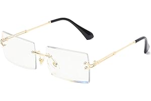 Long Keeper Gafas de sol rectangulares sin montura UV400 Gafas cuadradas sin marco de moda antideslumbrante para mujer