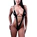 Produktbild Babysbreath Frauen Dessous Leder Deep V Exposed Spaltbandage Sex Tuch Schwarz Unterwäsche