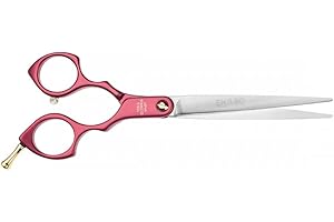 EHASO Langlebige Japan-Stahl-Schere - 18 cm - Hundeschere gerade - rot - Ausdünnschere mit Aluminium-Griff - Hochwertige Fellschere - Für EIN ideales Fell Ihres Hundes - Profischere