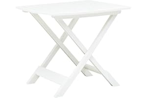 vidaXL - Versatile White Folding Garden Table, Plastic Outdoor Table with Slatted Design, Weather, No Assembly Needed, Perfect for Patio or Deck