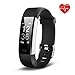 Price comparison product image Lemebo Fitness Tracker heart rate Monitor Activity Tracker Waterproof IP67 Smart Bracelet Fitness Wristband Watch Bluetooth Pedometer with Sleep Monitor Smartwatch for iPhone 7 7 Plus 6 Samsung S8 and Other Android or iOS Smartphones (Black)