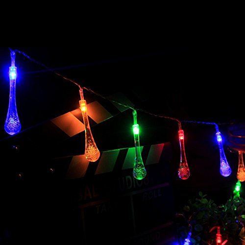 Goodia 4,8 Meter 20er LED Crystal Blase Teardrop Covers Mischfarben Solar Garten Lichterkette Innen- und Außenbereich [Energieklasse A] - 5