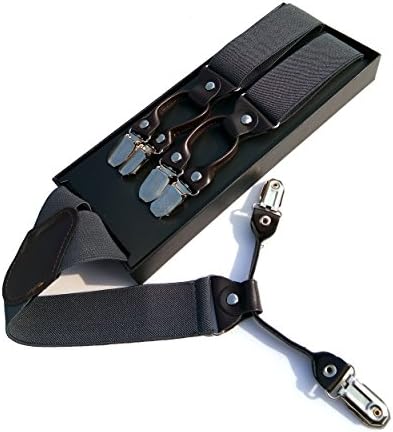 Lakebirds-Neutral sling adjustable Y Trouser Braces Suspenders, Unisex,Men and Women, Dark Gray