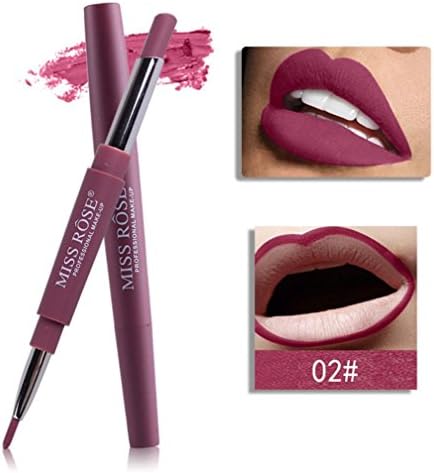 Clearance!!! Lipliner Sunday77 Double-end Lipstick Velvet Pencil Cosmetic Long Lasting Lip Gloss Temperature Changing Moisturizing Lip Balm for Women Girls 8 Color (Lipliner, 02#)