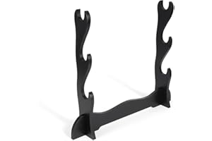 CoolChange Support d'épée en Bois pour Katana | Présentoir décoratif pour 1, 2 ou 3 épées | Couleur: Noir