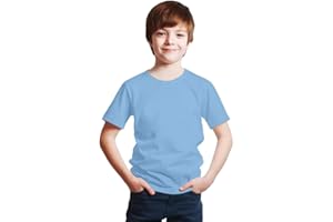 NetSetUK Kids Short Sleeve Crew Neck T Shirts Unisex Classic Fit Plain Cotton Rich Top UK (3 to 15 Years)