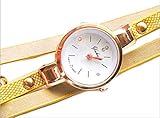 Gelb Vintage Armbanduhr für Sie, Gurt Quarz Armbanduhr, Fashion Leder Uhr, Geschenk Tasche enthalten