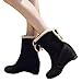 Produktbild TianWlio Stiefel Frauen Herbst Winter Schuhe Stiefeletten Boots Bow Wedges Boots Lässige Warme Schuhe Runde Spitze Flache Unterseite Kurze Stiefel Schwarz 43