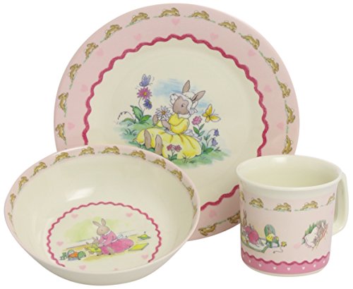 Bunnykins Pink Bunnies 3 piece Melamine Set
