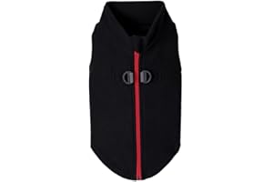 Gooby Chandail en Polaire à Fermeture éclair pour Chien, à Enfiler - Pull en Polaire avec Anneau de Laisse Double en D - pour Chiens de Petite et Moyenne Taille - Noir, Taille S