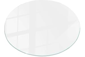 Tulup Plaque de Table en Verre ⌀ 90 cm Rond Verre Trempé pour Le Salon, la Cuisine et la Salle à Manger Decoratif Décor Élégant Durable Surface Lisse - Motif Blanc Lisse