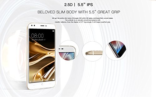DOOGEE X30 - schermo da 5,5 '' HD Smartphone Android 7.0 3G, fotocamere doppie posteriori + doppie telecamere anteriori (5MP + 5MP + 8MP + 8MP), CPU quad core da 1,3GHz con 2GB RAM 16GB ROM, 3360mAh nero