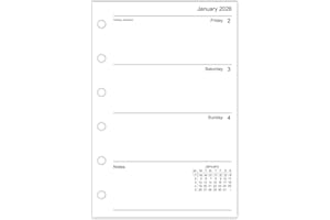 Orgnizme Recambio de agenda 2026, tamaño de bolsillo, semana en dos páginas, blanco, 81 x 120 mm