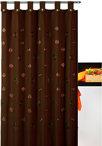 atenas home textile Cortina de baño Bordada con Trabillas Camelia 35% algodón 65% poliéster - 180x200 - Marrón