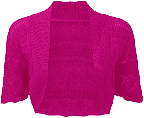 Angels UK Womens Crochet Knitted Short Sleeve Shrug Ladies Cardigan Bolero Top Plus S-3XL