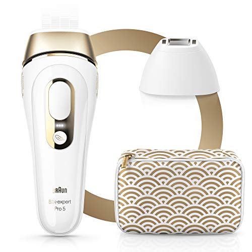 Braun Silk·Expert Pro 5 PL5137 Épilateur Lumière Pulsée Intense IPL Dernière Génération Pour Femme et pour Homme, Épilation Permanente, Blanc/Doré