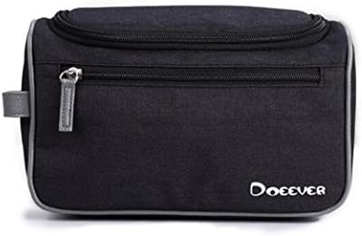 Pureage Travel Toiletry Bag Large capacity Waterproof for Women Clear Cosmetic Makeup Storage Pouch or Men Shaving Kit Organize (Black)